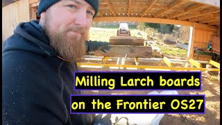 Milling Larch boards on the Frontier OS27 sawmill