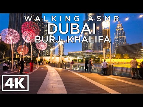 Walking in Amazing DUBAI Burj Khalifa City Center at Sunset till Night [4k] ASMR