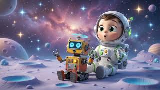Join our brave little baby astronaut and their cute robot best friend on an epic space adventure! 🚀✨