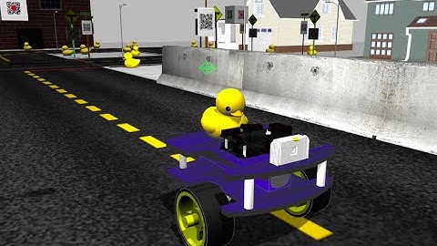 A single duckiebot autonomously navigating in Duckietown simulation
