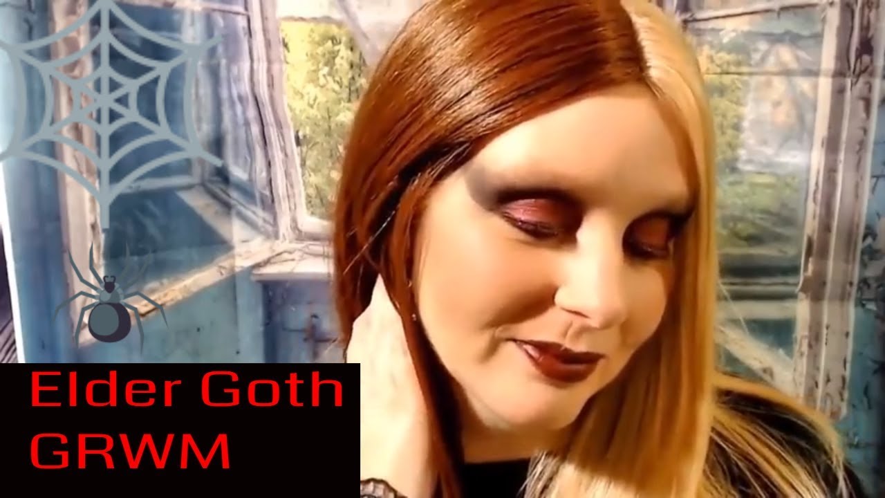 Elder Goth GRWM look of the day, wig and makeup YouTube