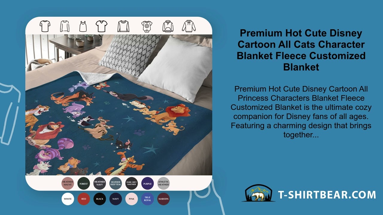 Premium Hot Cute Disney Cartoon All Cats Character Blanket Fleece Customized Blanket