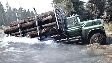 MudRunner - Ford LT900 Log Transport on the Downhill Map