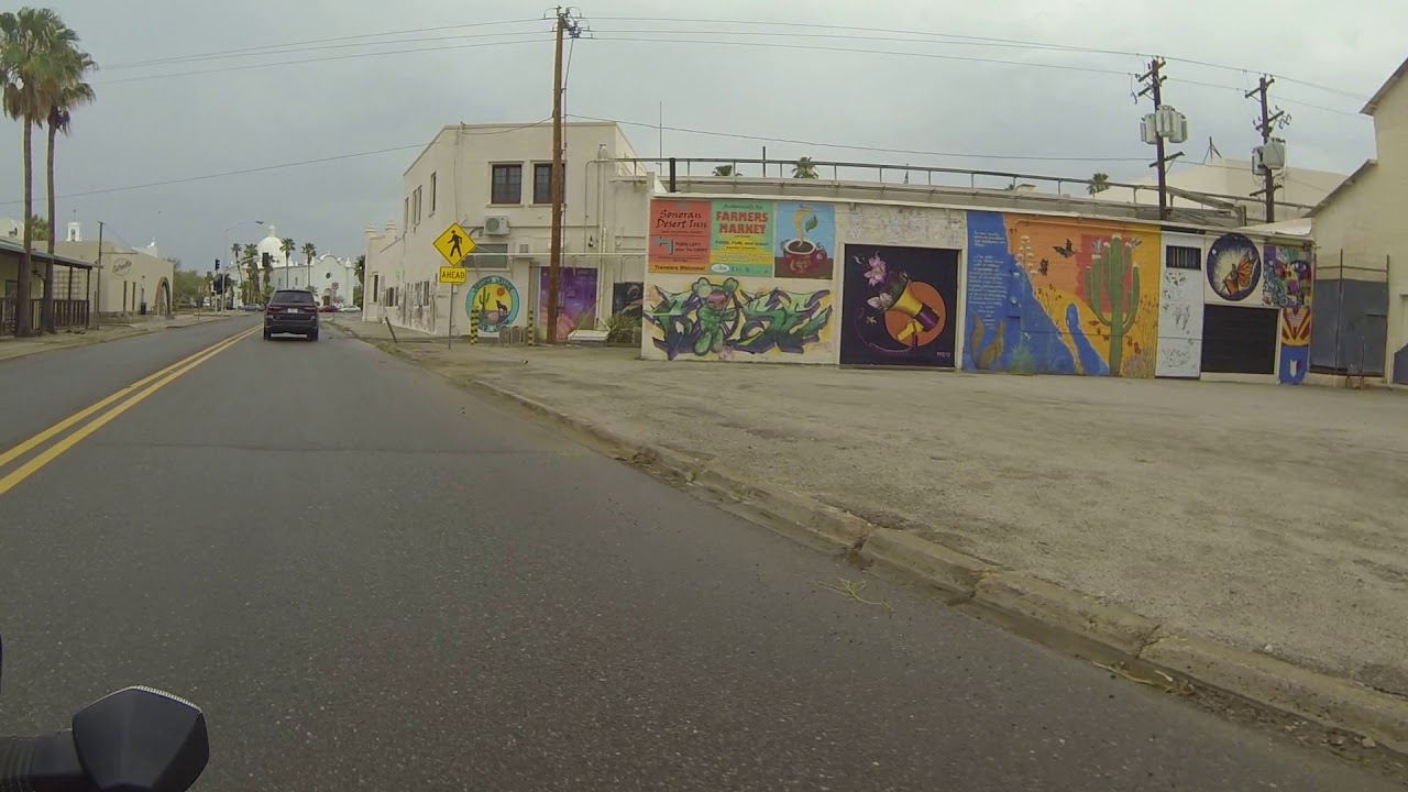 Rainy Motorcycle Drive to Downtown Ajo, Arizona on AZ SR 85 North, 15 July 2018 GP022463
