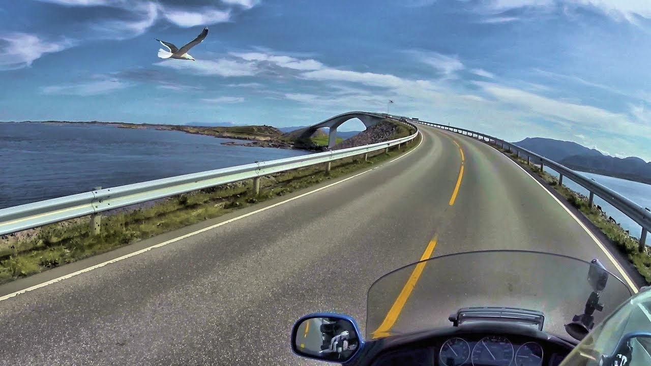 Norway. The Atlantic Ocean Road. Honda GoldWing 1800.