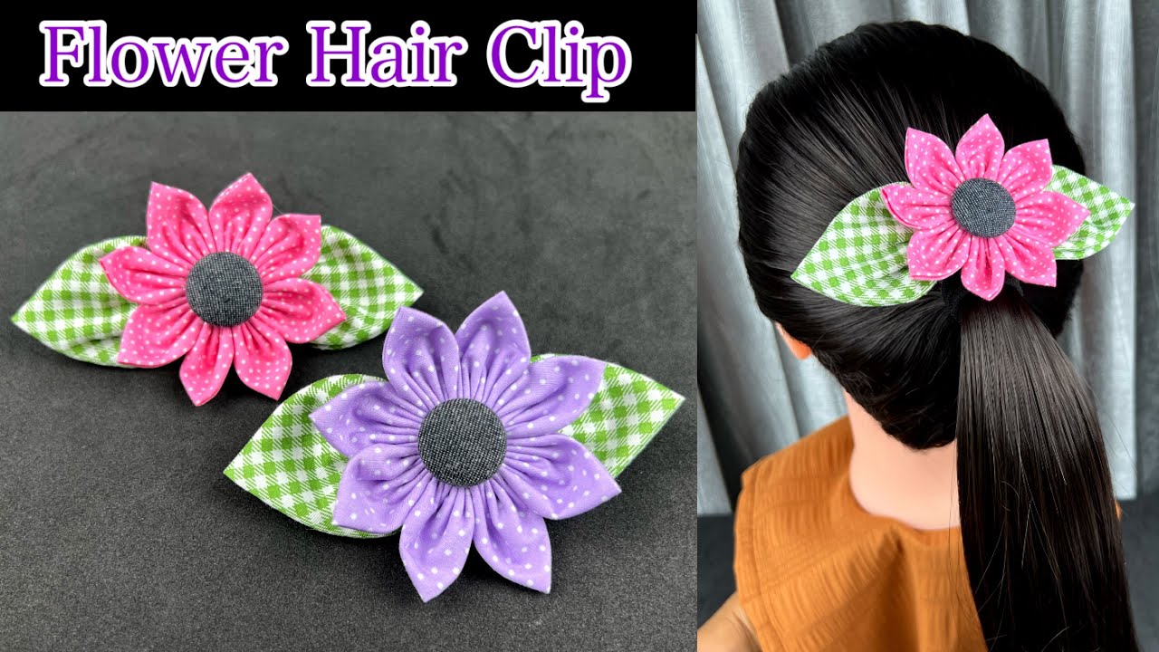 DIY Flower Hair Clip. How to make Fabric Hair Clip. YouTube
