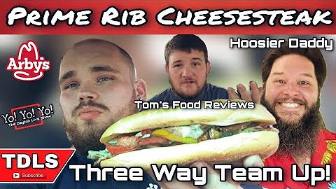 Arby's NEW Prime Rib Cheesesteak Review! Team Up With Hoosier Daddy & Tom's Food Reviews!
