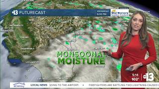 Hotter temps, then a shot at monsoon later this week!