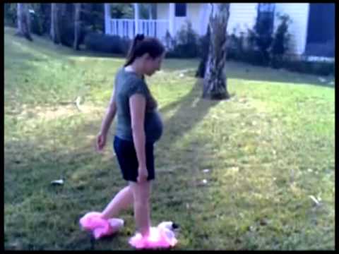 Pregnant with Pink Flamingo Slippers - Pregnant & board. Trekking into the yard to amuse my husband with the
whimsical sight that I was.