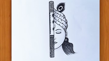 How to draw Krishna Half face | pencildrawing for beginners | krishna drawing | janmashtami special