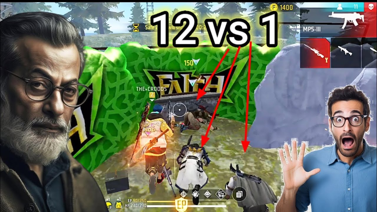 free fire angry moment 12 vs1 gameplay today best video - YouTube