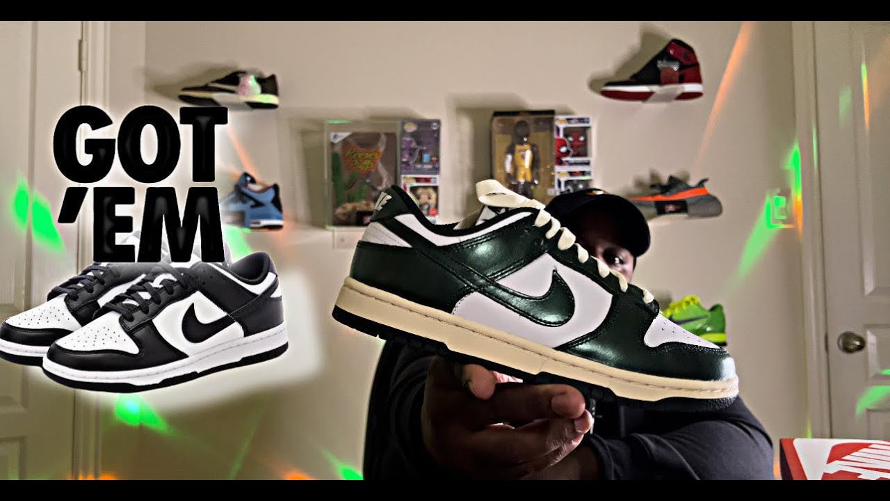 NIKE DUNK LOW VINTAGE GREEN ON FOOT REVIEW | FINALLY COPPED ON THE PANDA  DUNK LOW!