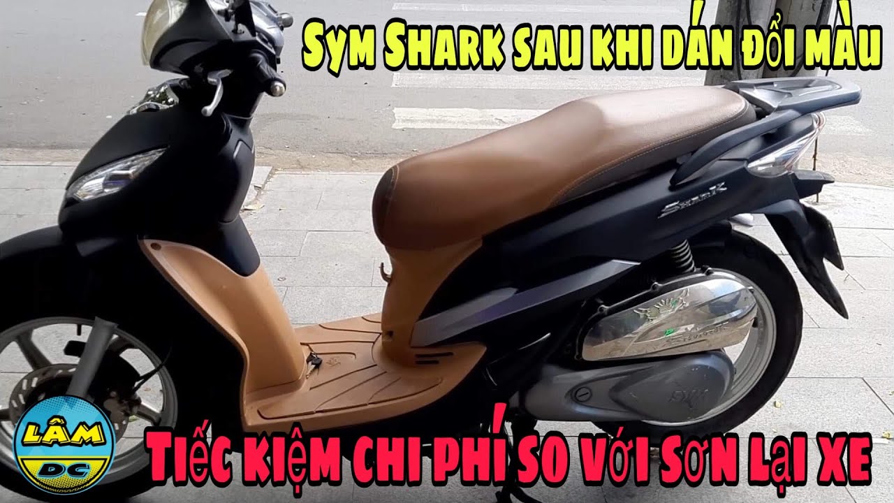 SYM Shark dán đổi màu đen nhám tiếc kiệm chi phí so với sơn lại xe ...