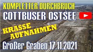 Kompletter Durchbruch Spektakuläre Aufnahmen Wasser Fließt Jetzt Ins Hafenbecken Merzdorf
