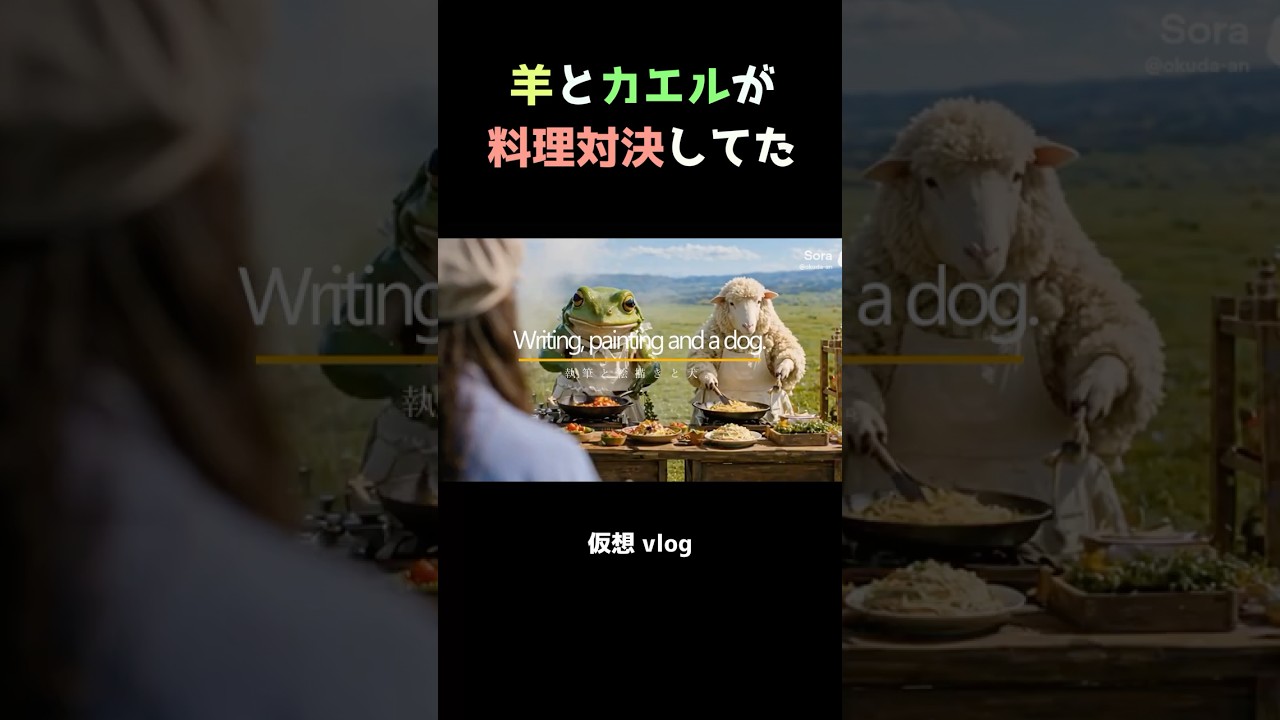 カエルと羊 羊とカエルが料理対決してました。【仮想vlog】 #シェルティ #可愛い