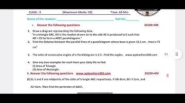 9th class FA-4 Mathematics exam model paper March  2023 / 9th class FA-4 Maths paper march 2023