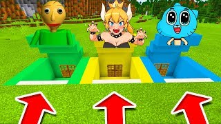 Minecraft PE : DO NOT CHOOSE THE WRONG SECRET BASE! (Baldi's Basics, Bowsette \& Gumball)