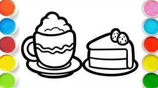 How to Draw A Cute Cupcake For Kids | Cute Easy Strawberry Cake Drawing