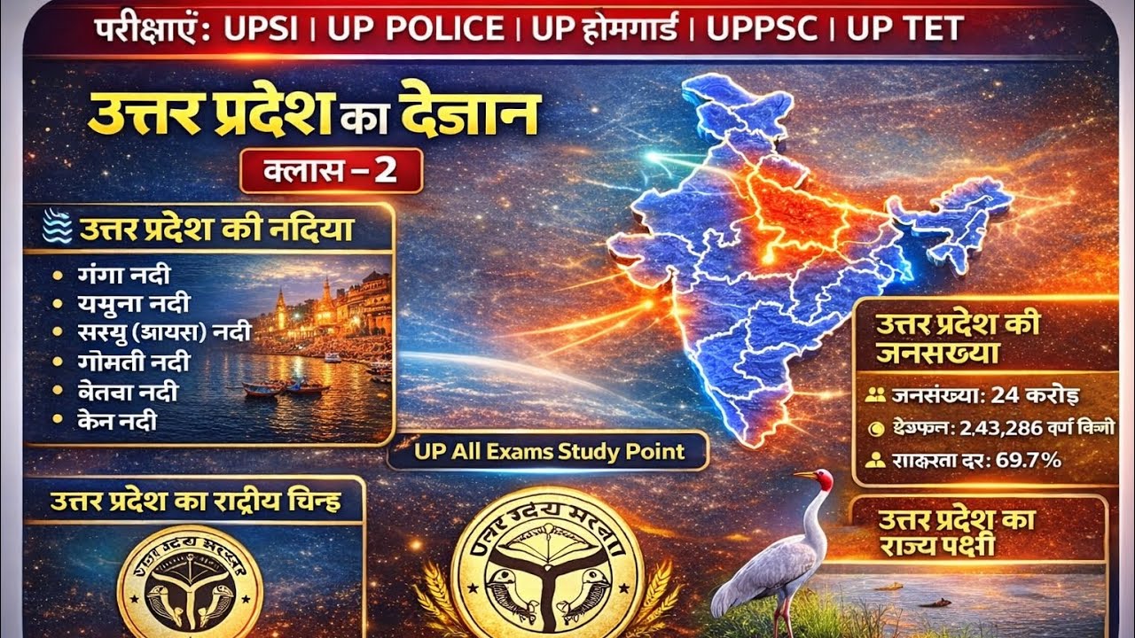 उत्तर प्रदेश सम्पूर्ण:GK part 2 2026 Complete utter Pradesh One shot UP POLICE UPSI UPPSC by karan 