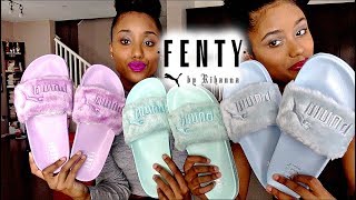 puma fenty fur slides purple