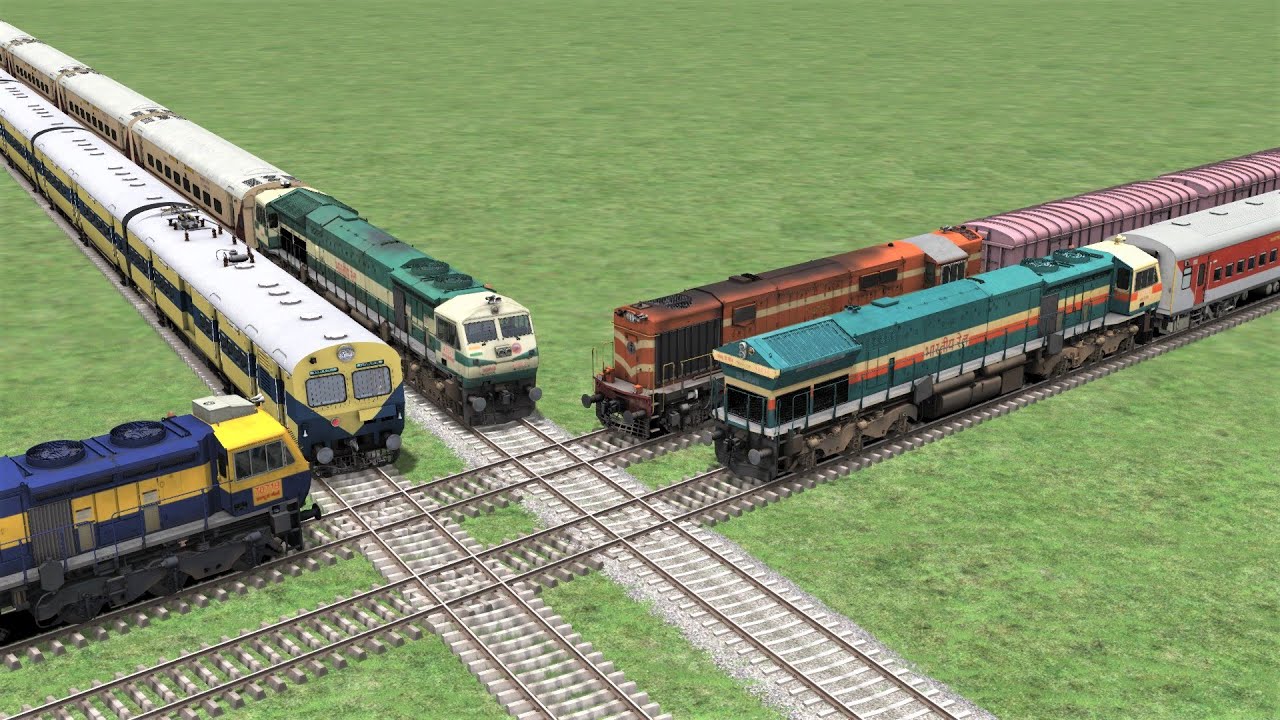 5 Train Crossing One By One Each other Local Train Crossing New Route indian train