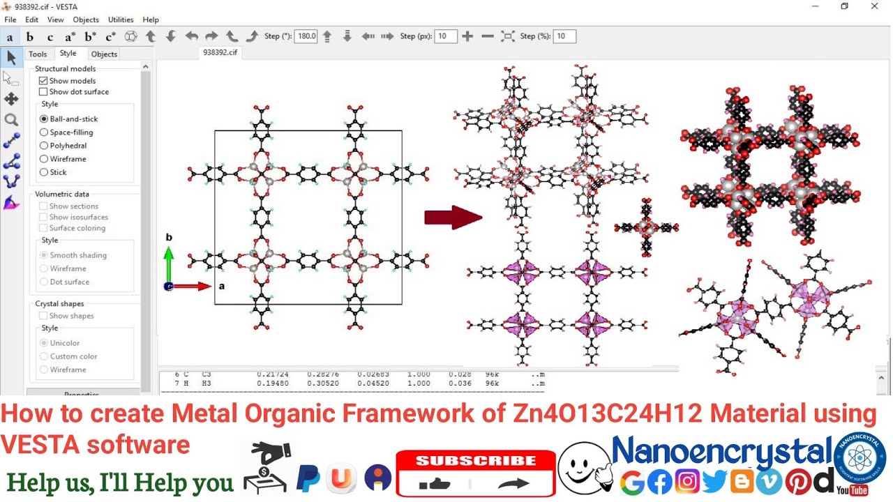 mofページ How to create a Metal Organic Framework of Zn4O13C24H12 Material