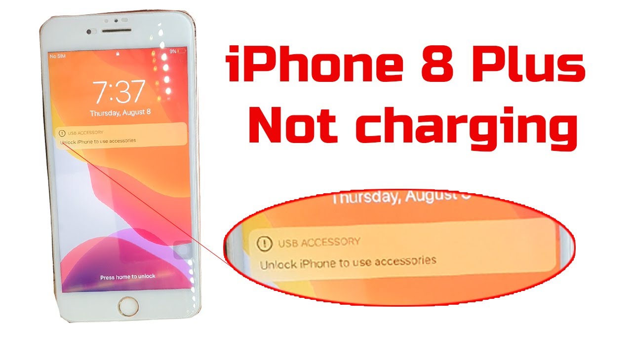 iPhone 8 Plus Not charging Unlock iPhone to Use accessories - YouTube
