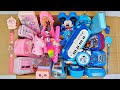 Pink stationery items vs blue stationery items  doraemon sharpner barbie pencil box piano case