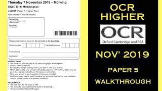 OCR GCSE Maths Higher - November 2019 - Paper 5 - Non-Calculator - Worked Solutions / Walkthrough