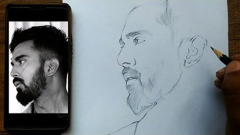 KL Rahul outline Drawing how to draw outline step by step