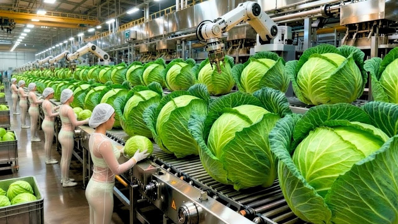 Inside an Automatic Cabbage Factory Line: From Whole Cabbage to Ready ...