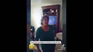 Grandma sings happy birthday with enthusiasm.