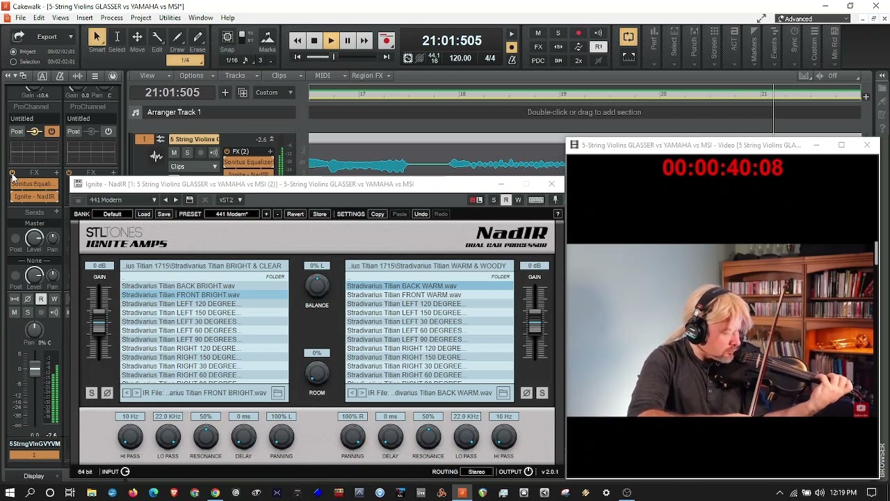 5 String Violins GLASSER - YAMAHA - MSI  With Stradivarius Impulse Responses