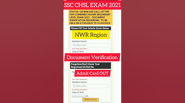 SSC CHSL 2021 Document Verification Date | Latest Update | SSC NWR Region DV 2021 Admit Card #shorts