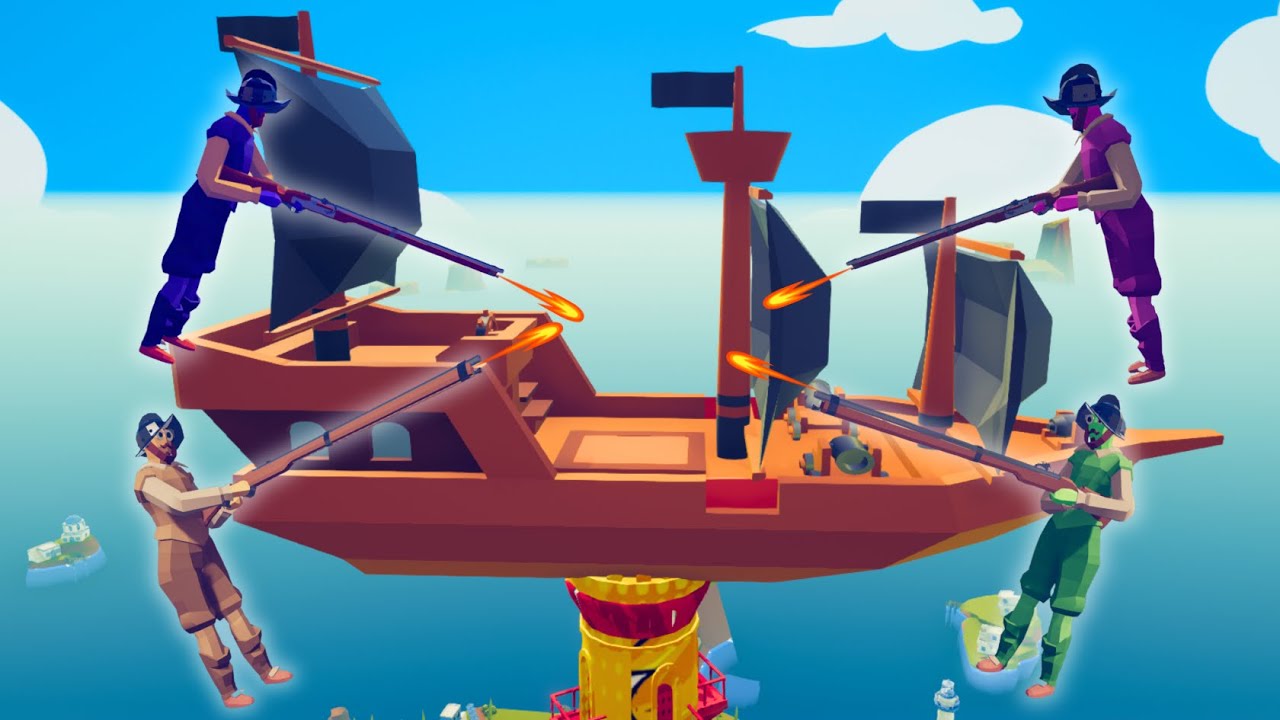 BATTLE ROYALE ABOVE A FLOAT PIRATE SHIP - Totally Accurate Battle Simulator TABS
