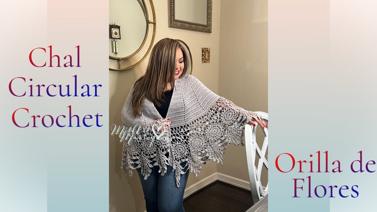 Circular Shawl Flower Border part 1 - YouTube