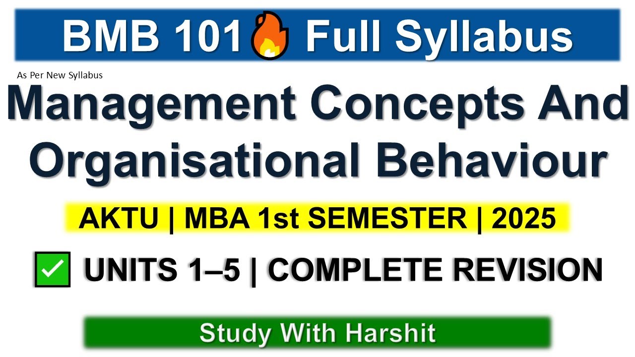 Management Concepts And Organisational Behaviour Full Syllabus ...