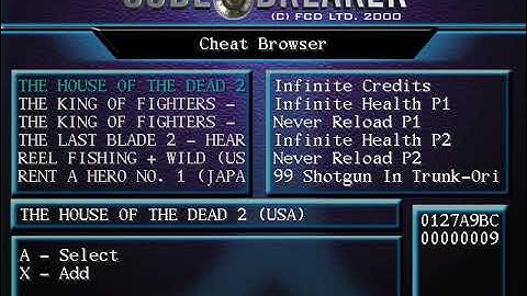 [READ DESCRIPTION] Dreamcast GDEMU openMenu - Codebreaker Cheat List Preview