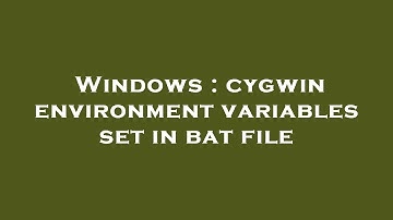 Windows : cygwin environment variables set in bat file