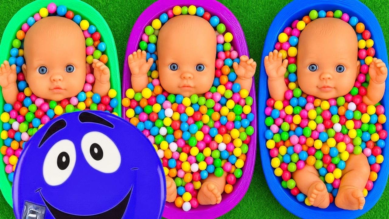 8 Minutes Satisfying with Full of 3 Rainbow BathTubs Candy with M&M's & Magic Slime Cutting Video