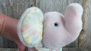 Vintage Elephant Musical Plush Bantam Pink Moving Music Box Stuffed Animal When You Wish Upon A Star