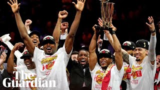 The nba’s lone canadian team won first nba championship in their
24-year history, beating golden state warriors 114-110 game 6 of
finals on th...