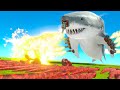 GIANT SHARK WITH FLAMETHROWERS vs GIANT SNAKES - Animal Revolt Battle Simulator Part 1 | Pungence