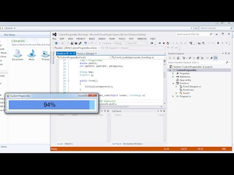 Visual Studio | Design a custom ProgressBar in C#
