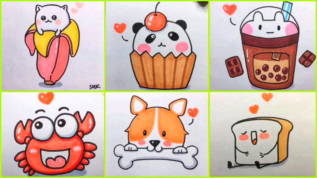 Vẽ hình cute đáng yêu, vẽ icon cute siêu dễ thương | icon cute #2 ...