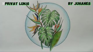 Download Lagu Bunga Burung Cendrawasih / How to Draw Bird of Paradise flower and Monstera for the beginning 1195 MP3