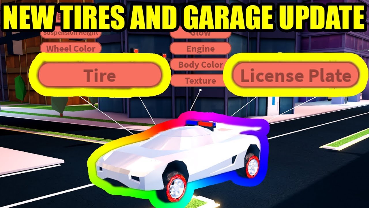 Full Guide New Tires And Garage Update Is Here Roblox Jailbreak New Update Youtube - roblox jailbreak new garage