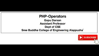 CS368 PHP OPERATORS