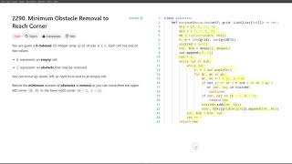[November 28, 2024, LeetCode daily] 2290. Minimum Obstacle Removal to Reach Corner - Python solution