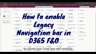 How to enable Legacy Navigation Bar in D365
